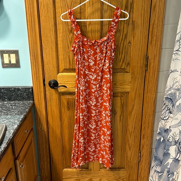 Lulu’s Orange Floral Dress - Picture 1 of 4